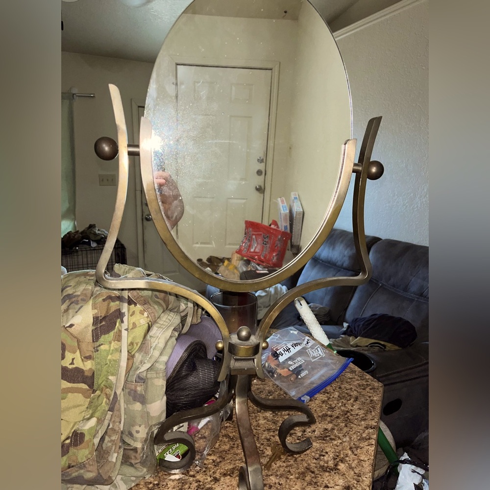 Brass antique mirror
